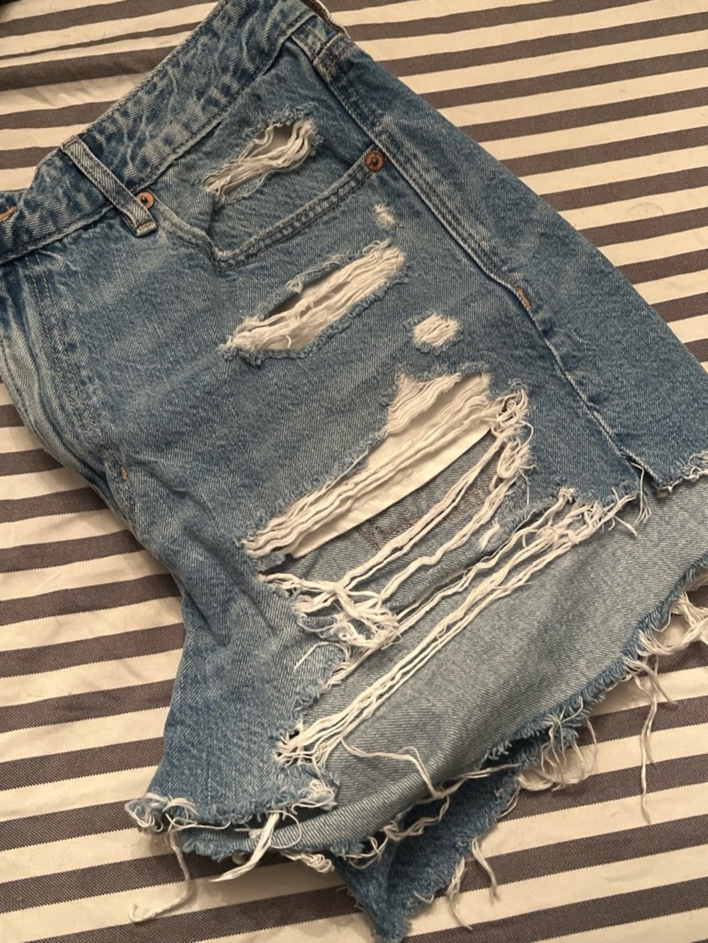 American Eagle Outfitters Light Blue Distressed Denim Shorts